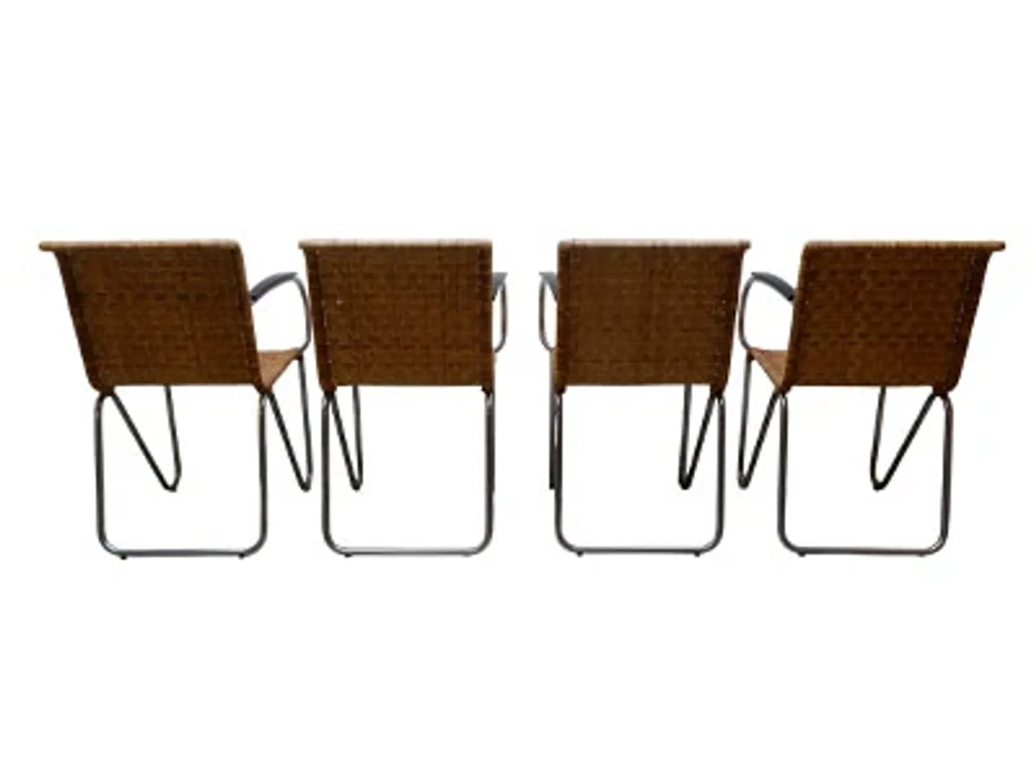 Set of 4 Gispen Diagonal chairs, 1930s