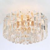 Magnificent luminaire in gilded brass and crystal glass Palazzo, Kalmar, Austria, 1970.