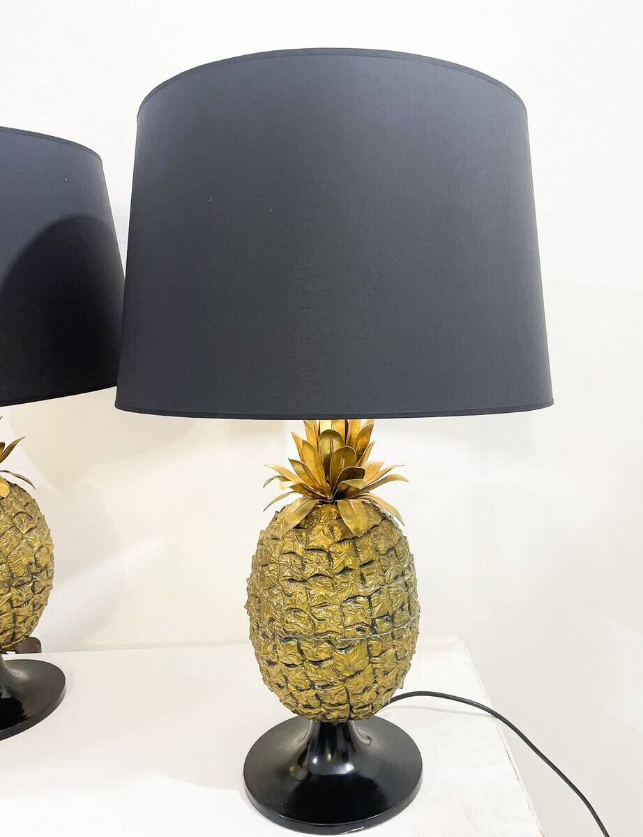 Pair Of Brass Pineapple Table Lamps