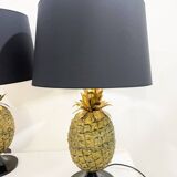 Paire de lampes de table ananas en laiton