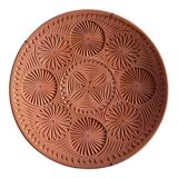 Old decorative terracotta wall plate vintage 60s pottery