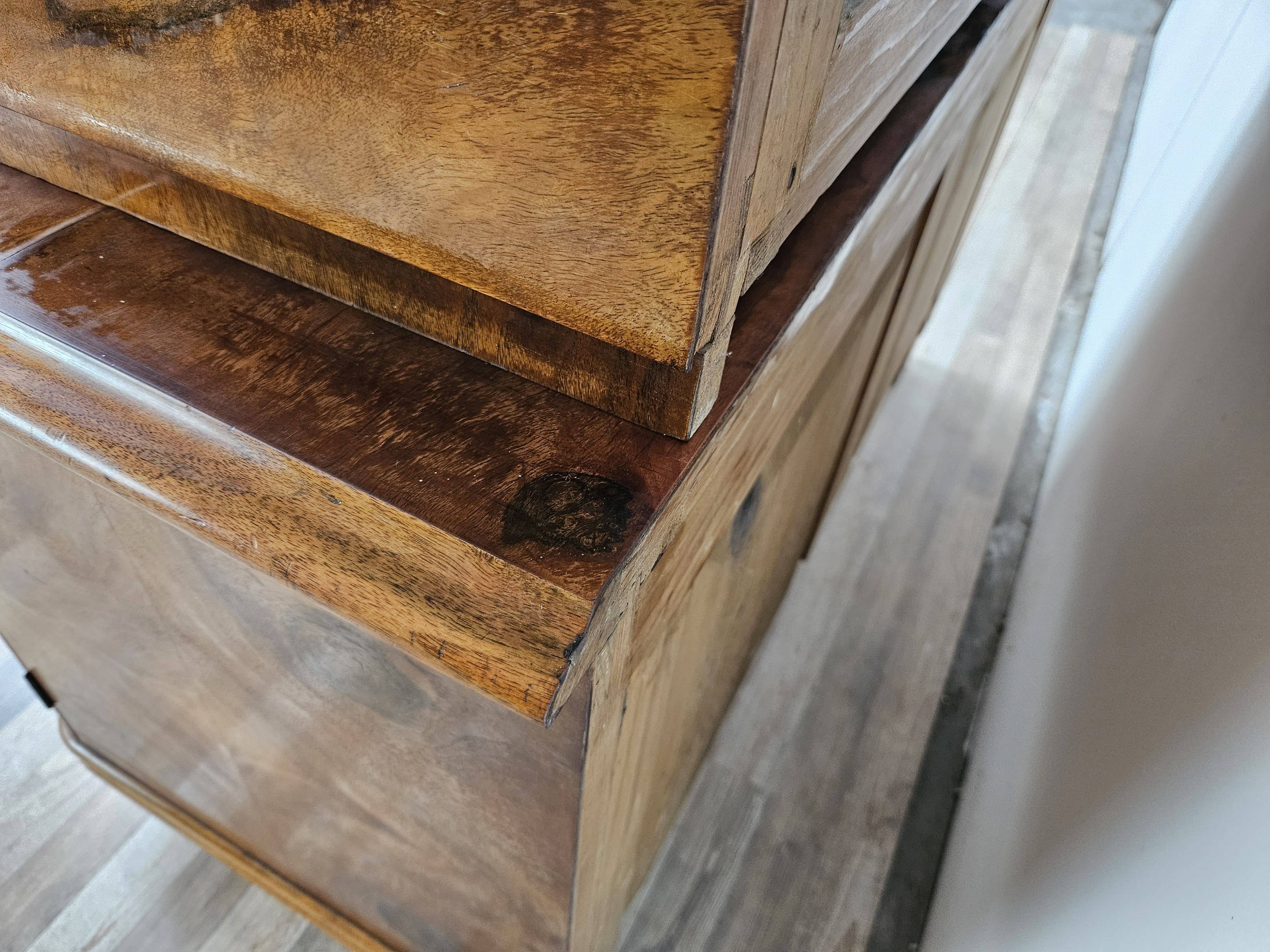 Art Decò display cabinet in walnut burl