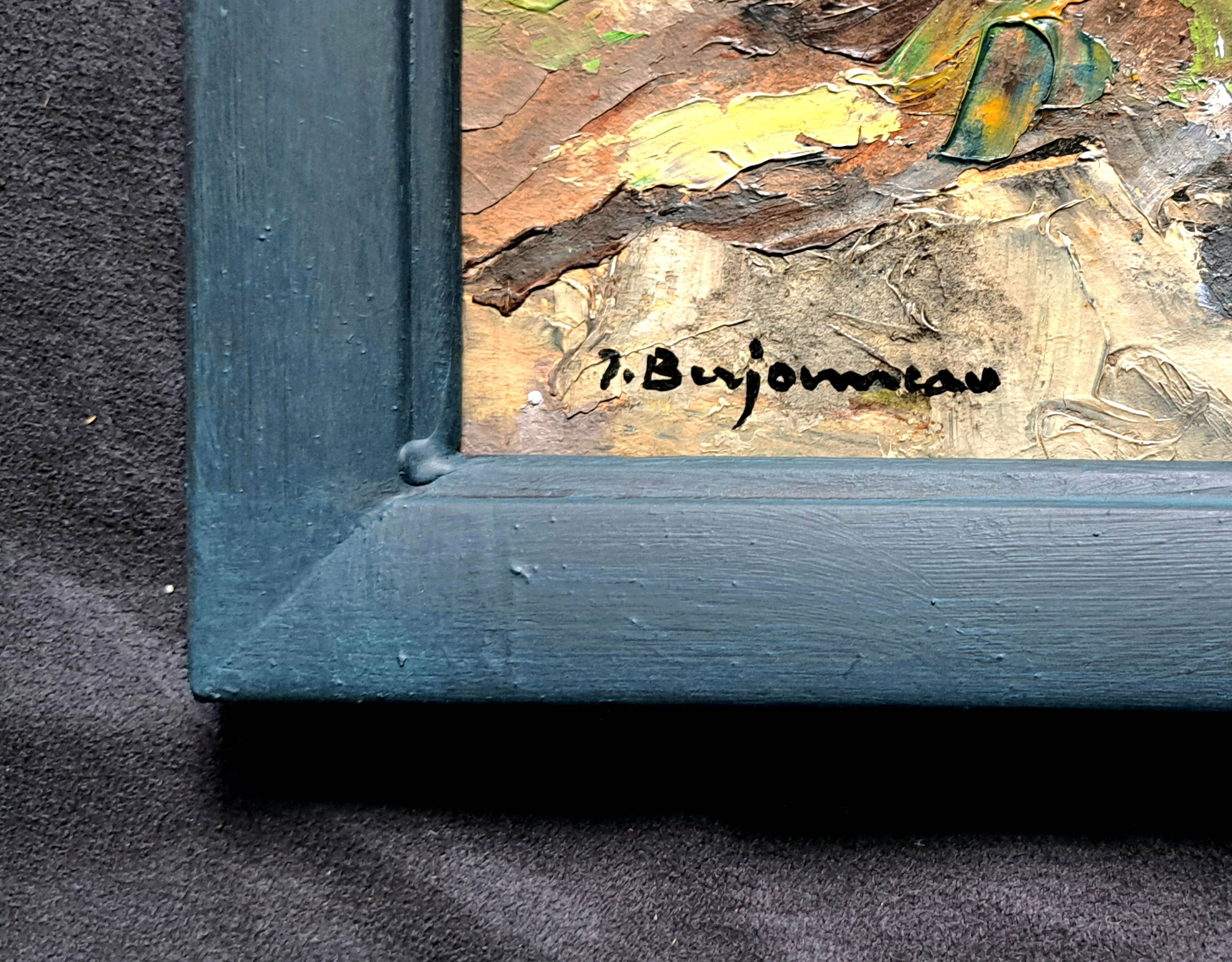 Pair of post-impressionist paintings signed BERJONNEAU, oil on cardboard.