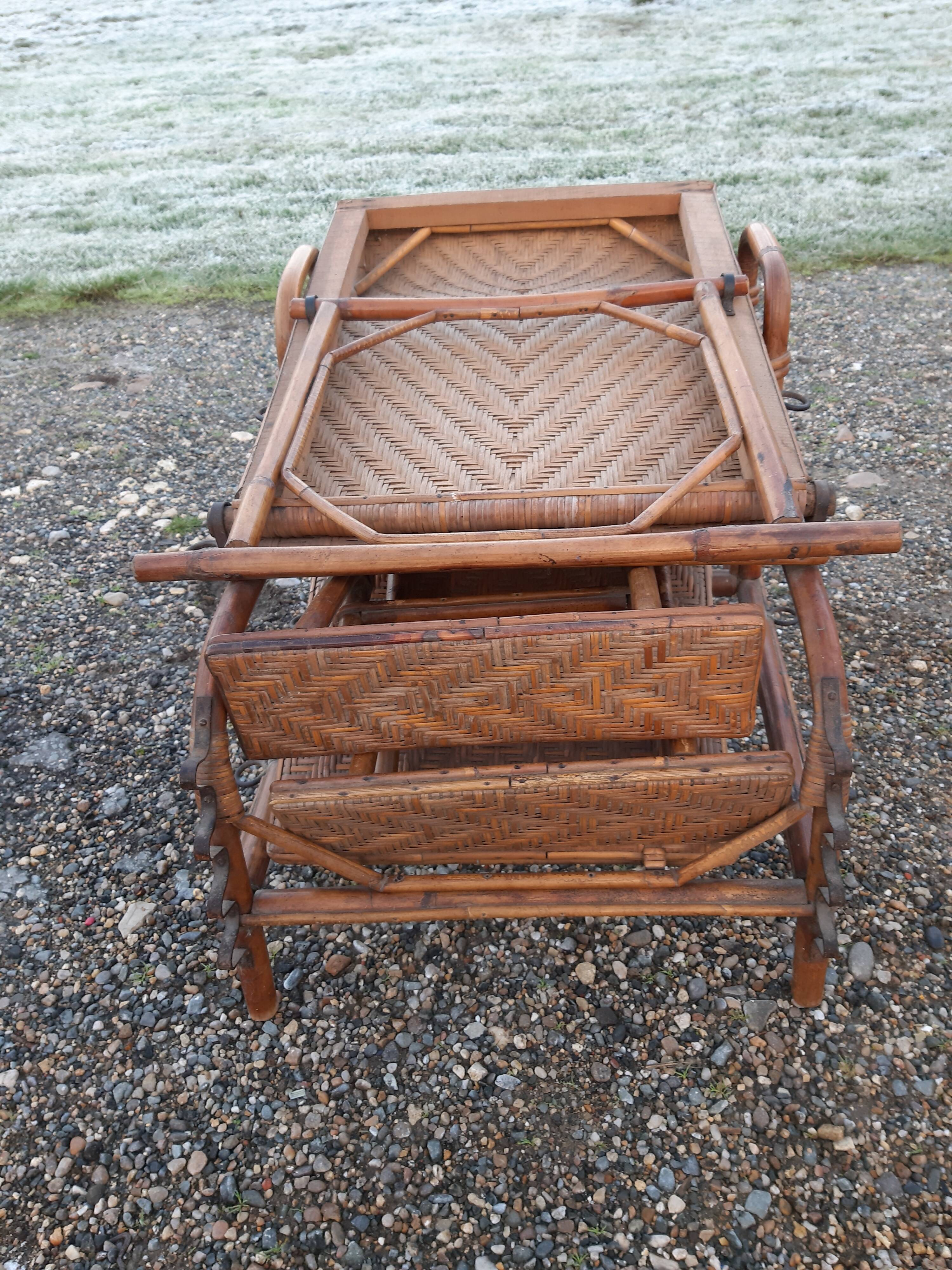 Long Bamboo and rattan chair 1900