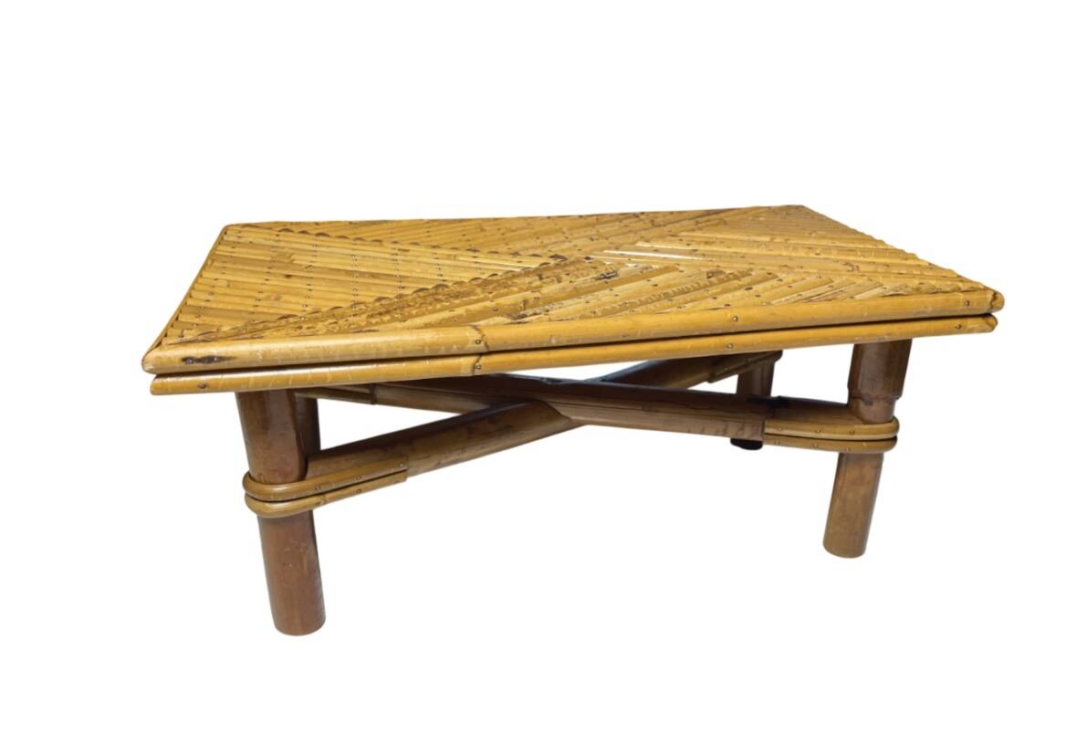 Vintage bamboo and rattan step stool