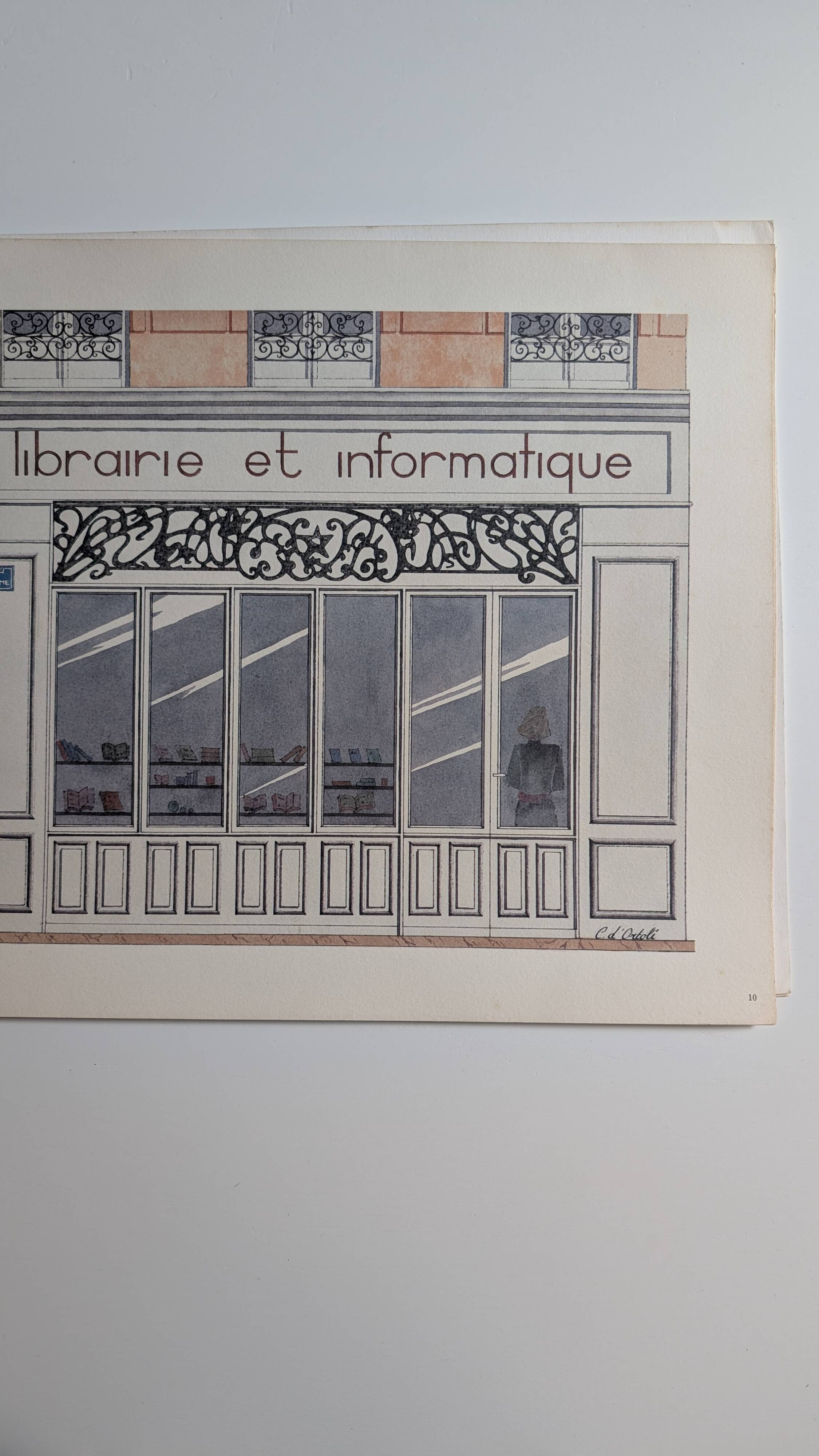 Lithograph "Bookshop and Computing" – Catherine d'Ortoli