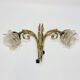 2 19th Century Gilt Bronze Wall Sconces with Molded Glass Globes in the Shape of