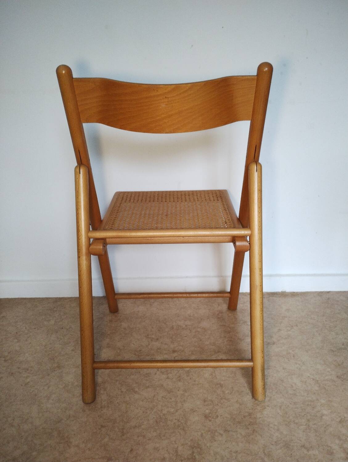 Cane-seated folding chair