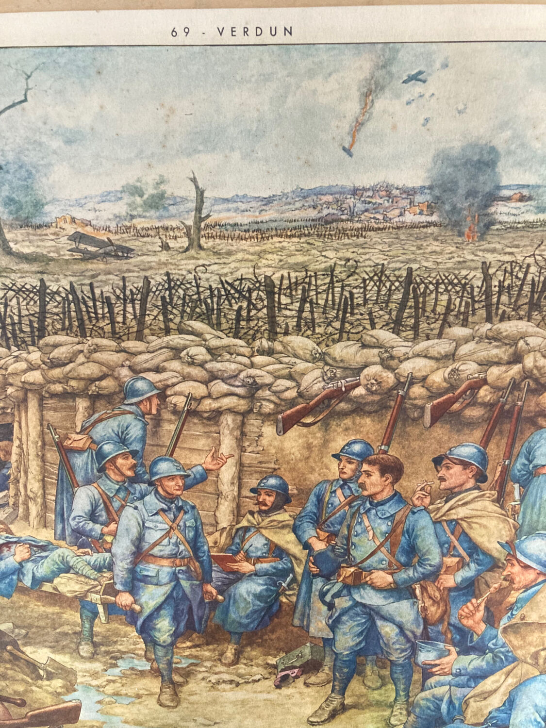 Double-sided school poster signed herouar collection rossignol verdun june 1940