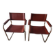 B34 armchairs, cognac leather and gilding