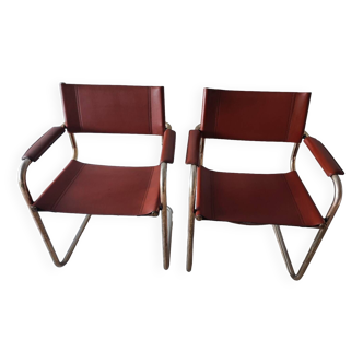 B34 armchair chairs cognac leather and gilding