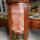 Asian decor rosewood marquetry showcase