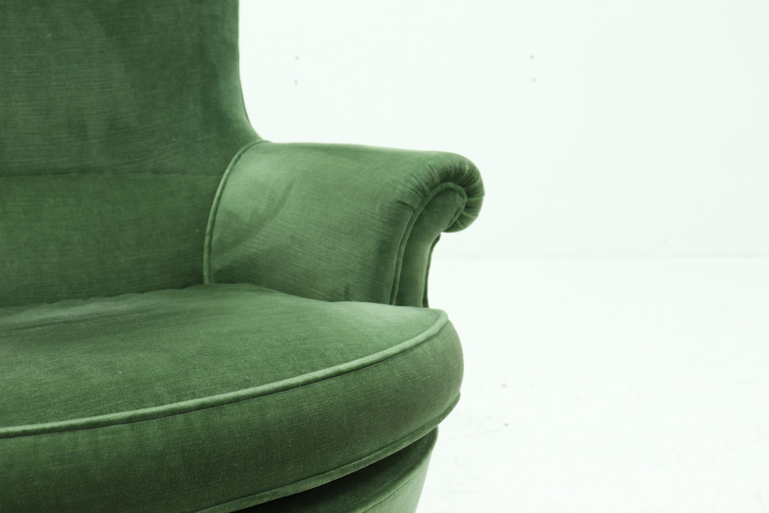 Vintage Green Velour Armchair 1950s