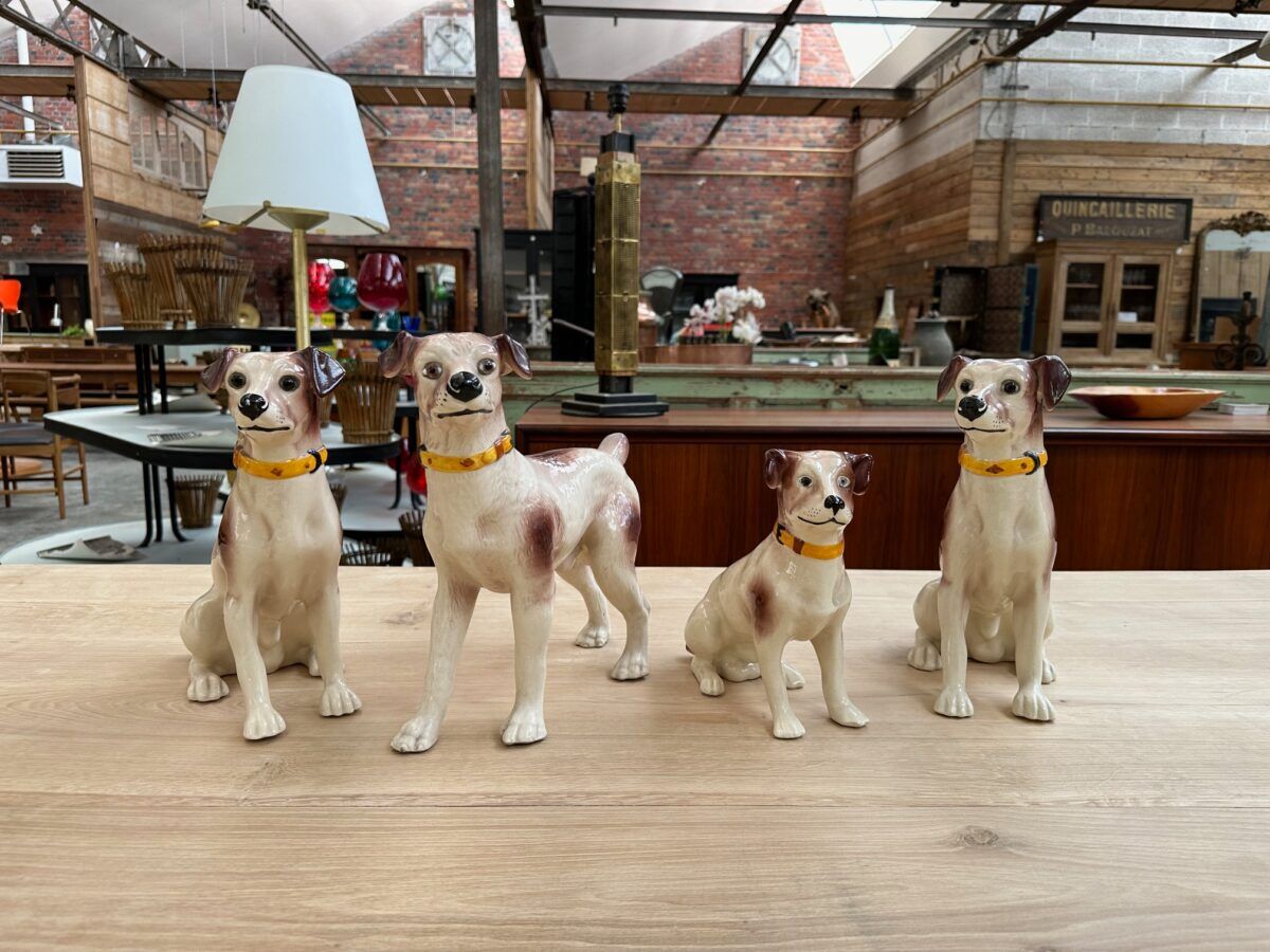 Series of ceramic dogs from Desvres