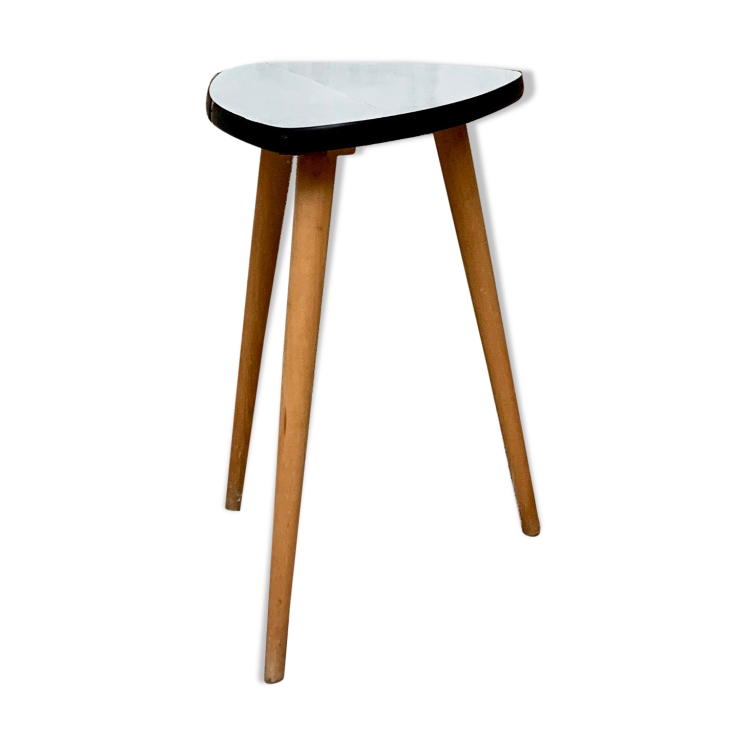 Tabouret formica Triangular healer small grey coffee table vintage tripod door plant