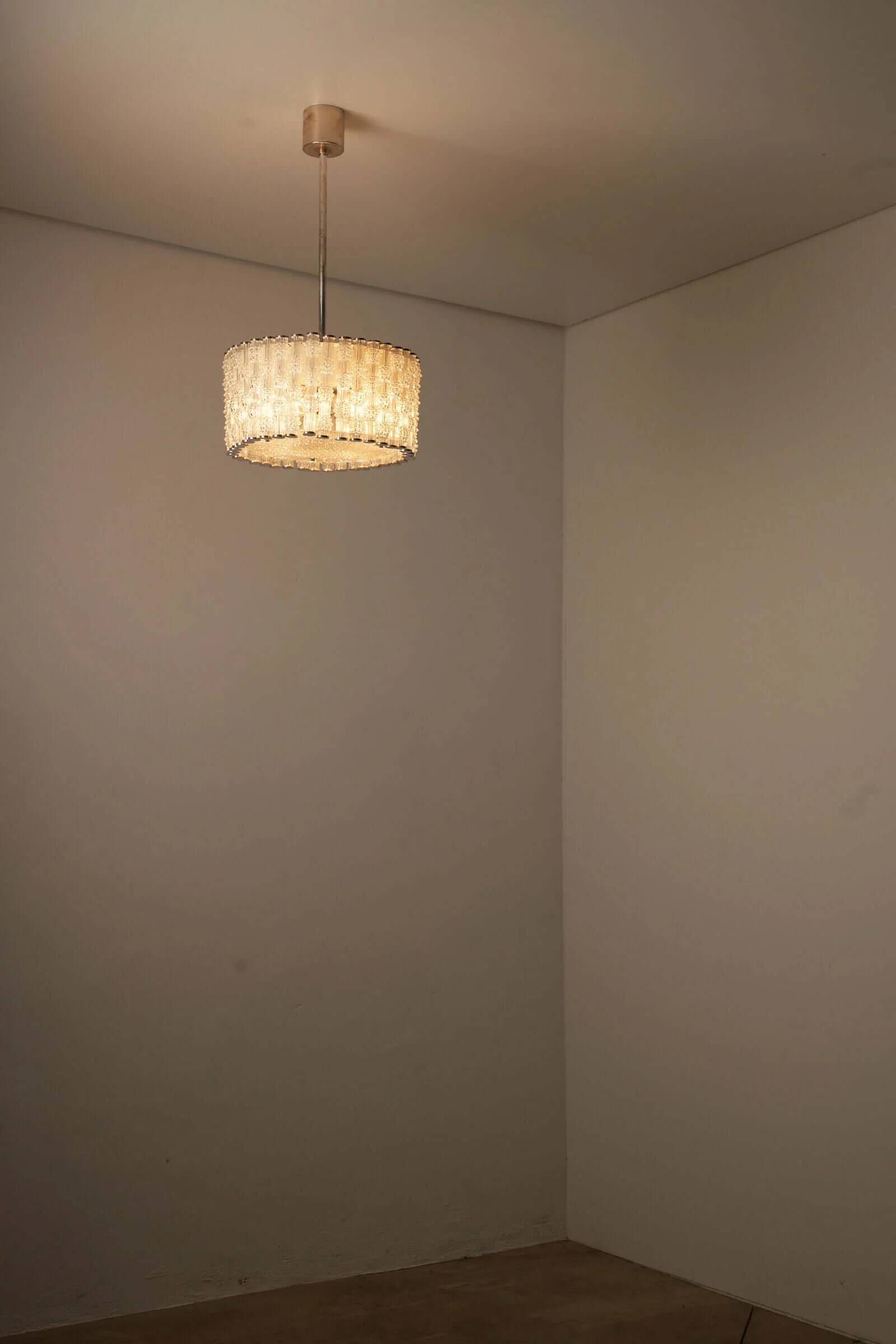 Kaiser Leuchten glass pendant lamp with nickel patina