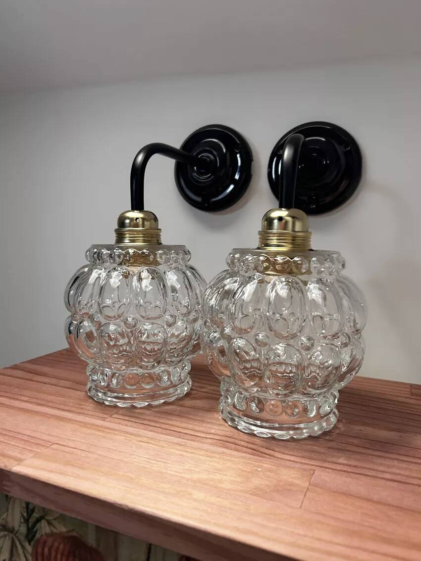Pair of antique glass wall sconces