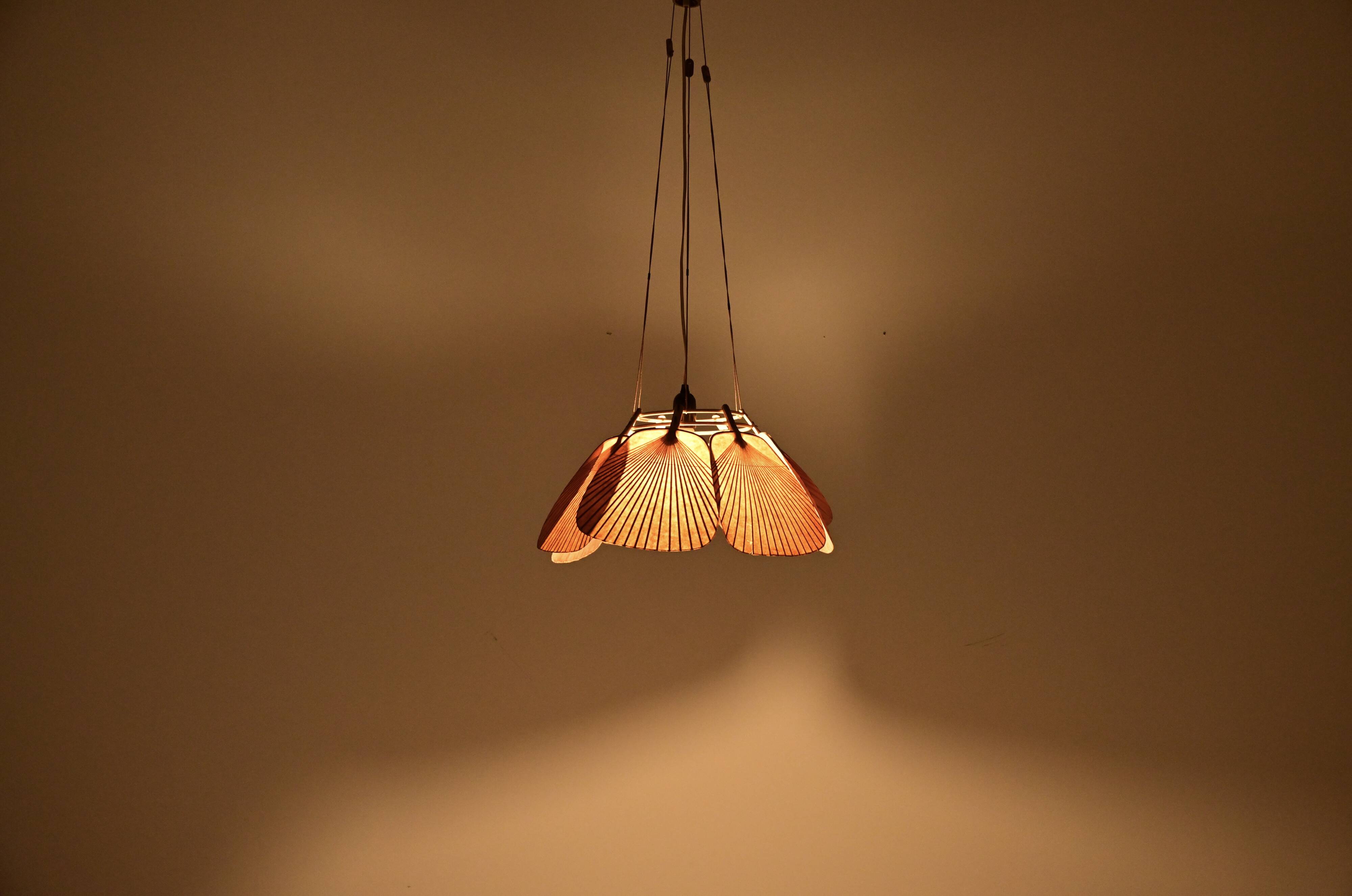 "Shichi" Uchiwa chandelier by Ingo Maurer for Design M, 1970s