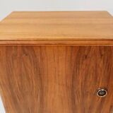Pair of antique Art Deco bedside tables, walnut veneer, refurbished