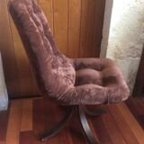Chaise pivotante bois et velours 70