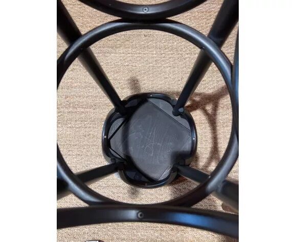 Lot de 4 tabourets de bar vintage en bois noir