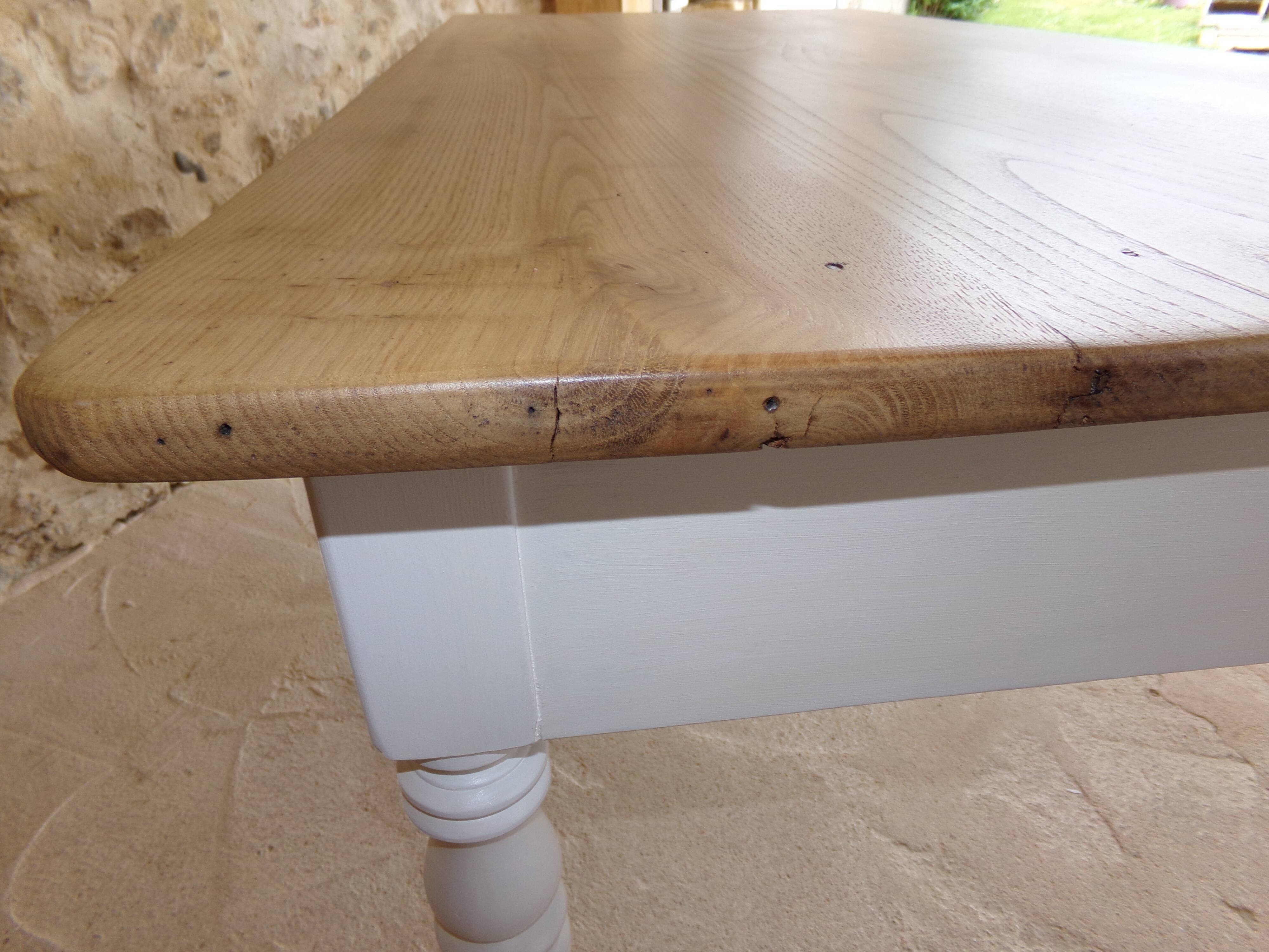 Old farm table turned feet