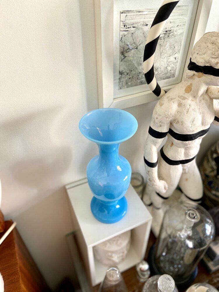 Blue opaline vase