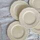 Set of 5 vintage earthenware flat plates stamped Longchamp beige color classic style