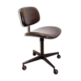 vintage swivel office chair in brown skai by Velca Legnano for Jules Wabbes