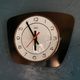 Vintage formica clock silent trapeze wall pendulum "Diehl black white"