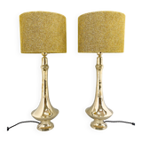 Paire de grandes lampes de table en laiton, années 1950, restaurées