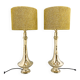 Paire de grandes lampes de table en laiton, années 1950, restaurées