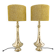 Paire de grandes lampes de table en laiton, années 1950, restaurées
