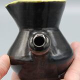 Ancienne ceramique pichet design vintage noir jaune