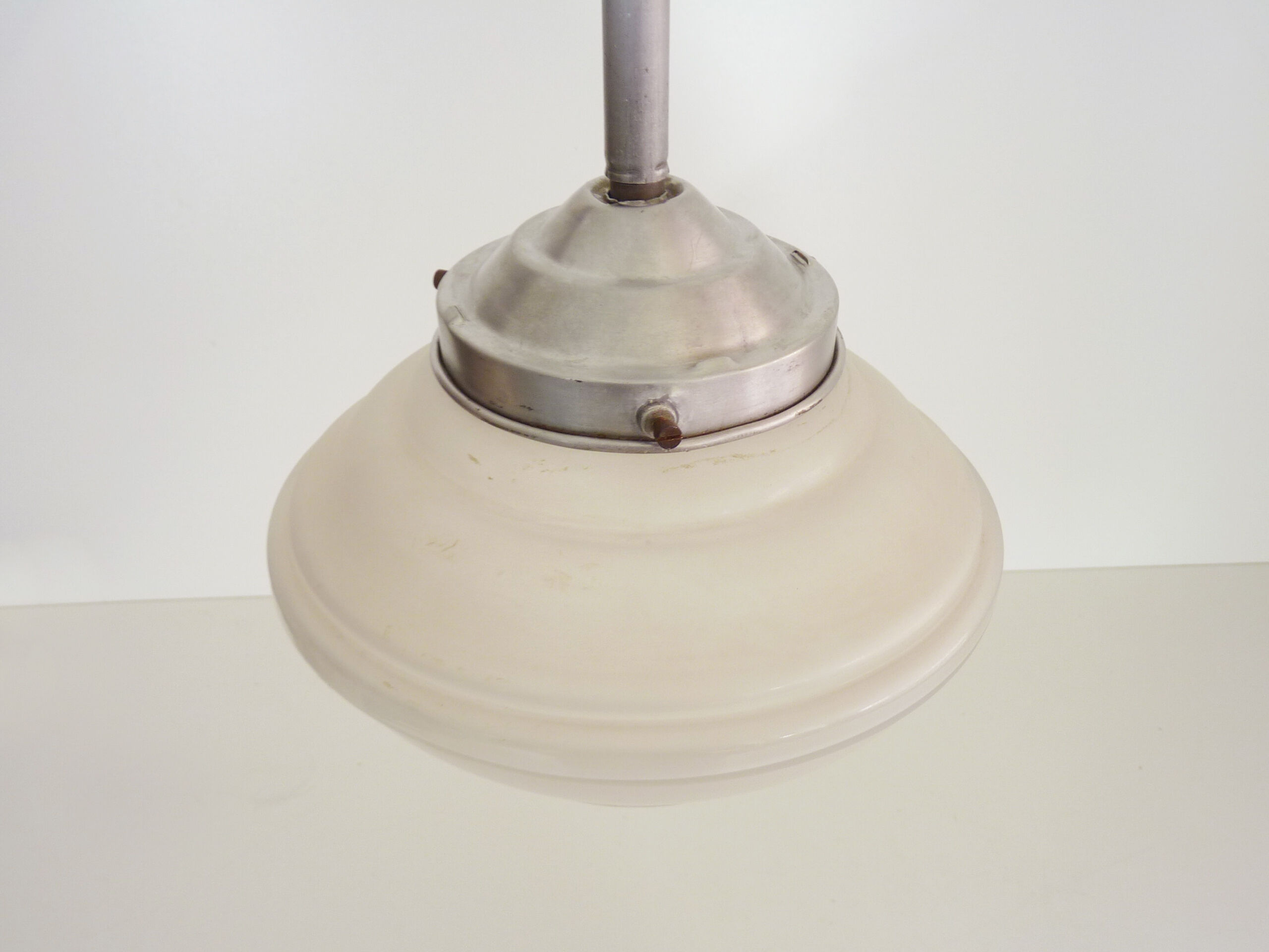 Glass hanging art deco ceiling light. aluminium structure