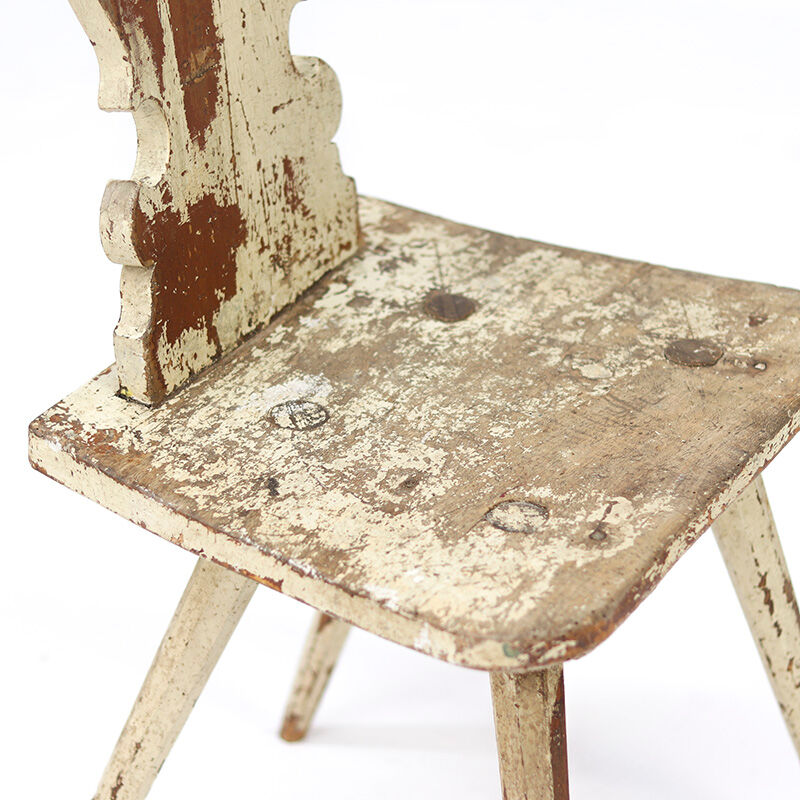 Rustic Painted Primitive Farmhouse Wabi Sabi Folk Art Mountain Chair