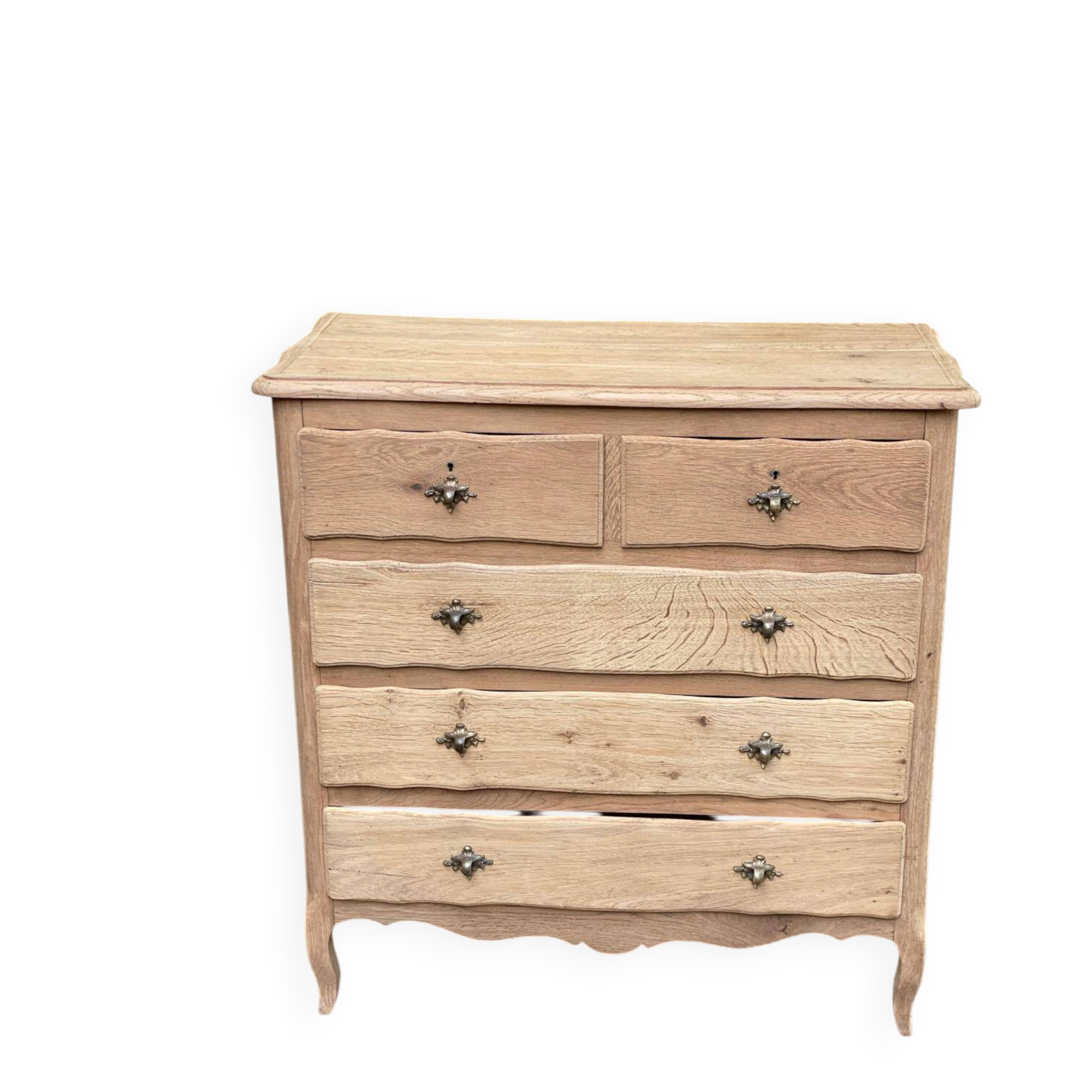 Commode de style Louis XV en chêne massif décapée années 50