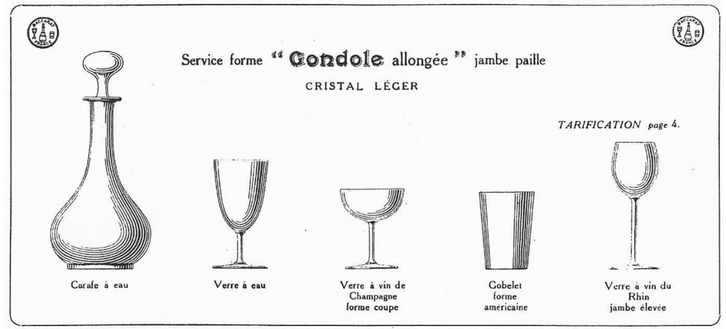5 crystal water glasses of Baccarat XIXeme-XXeme