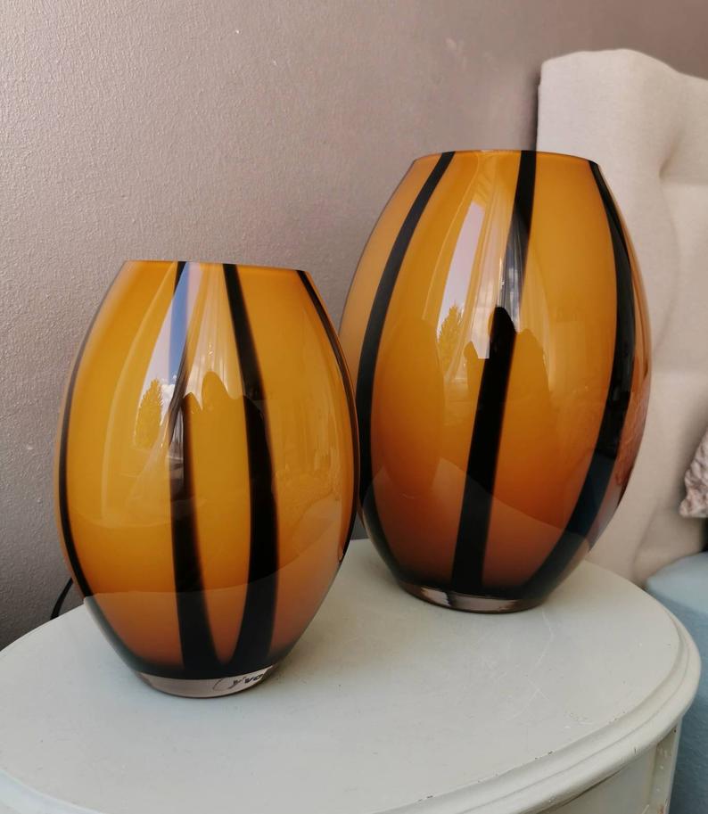 Set of 2 Italian lamps in Volux glass, 80s