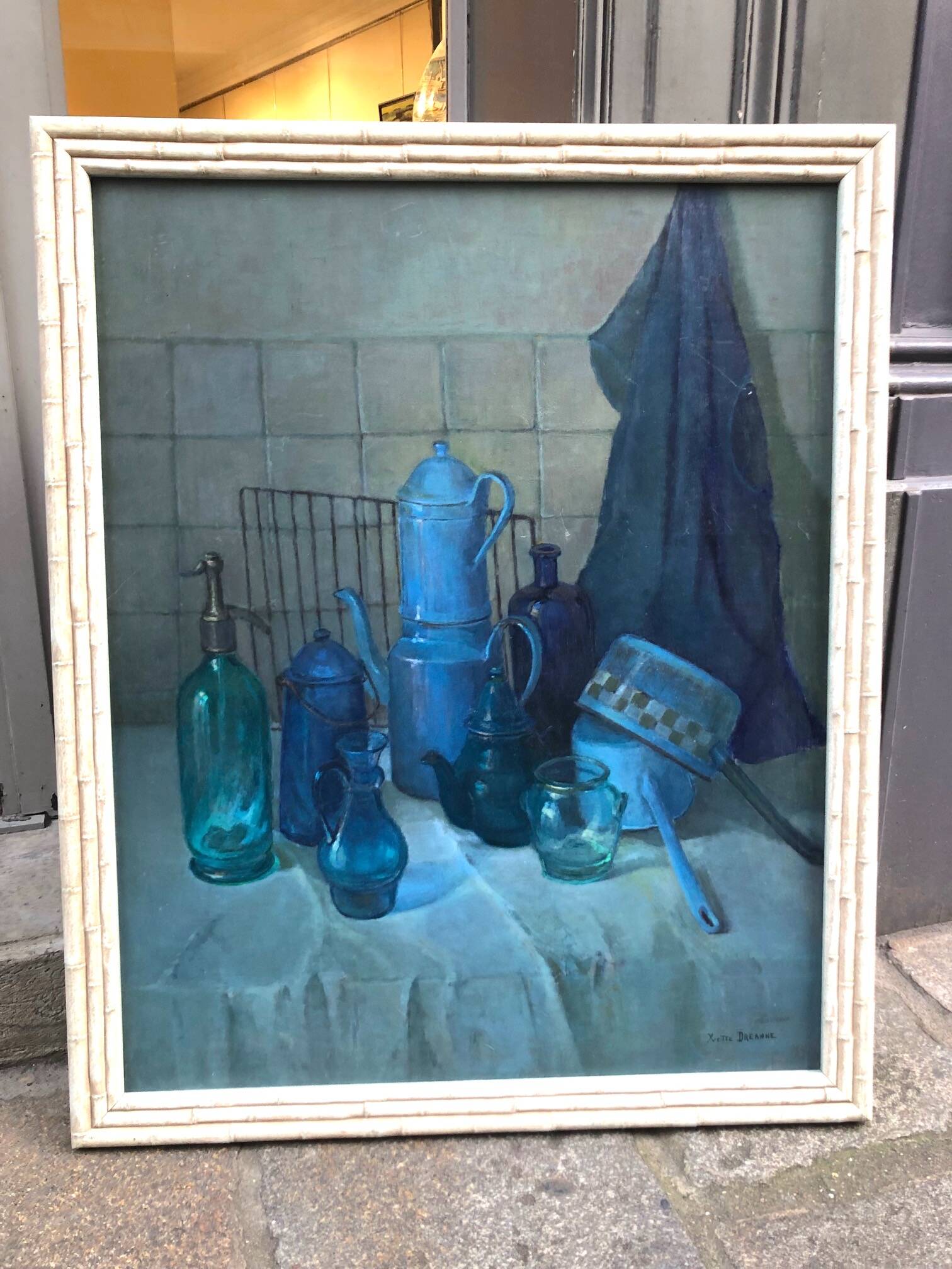 still life with bottles and pans