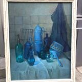 still life with bottles and pans