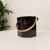 Art Deco ice bucket in black opaline and gilded brass