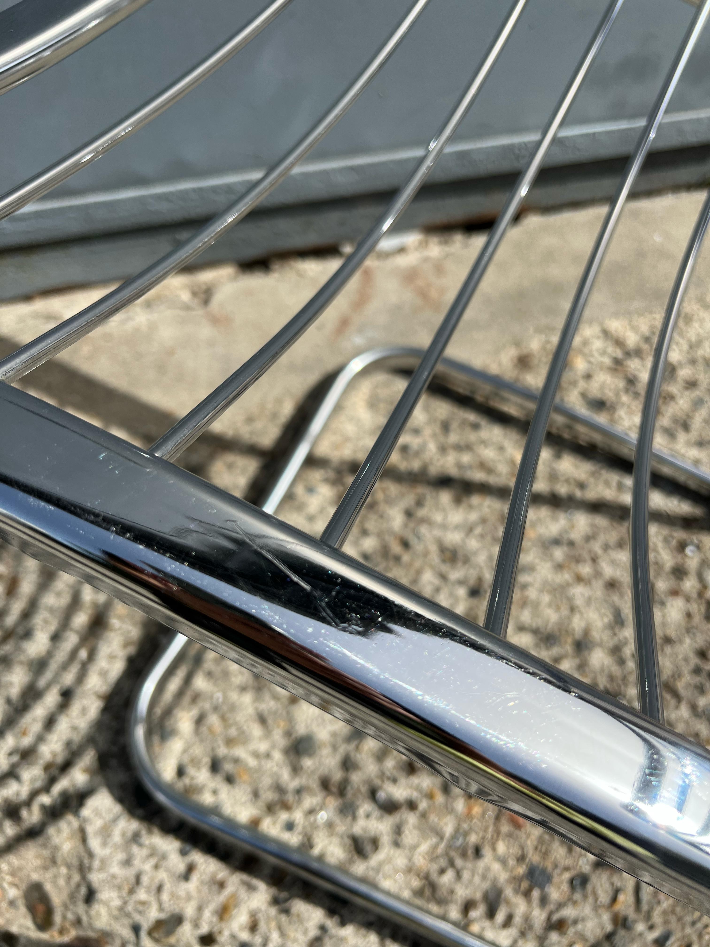 Vintage Italian design chrome metal chair from the 70s