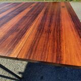 Chrome and rosewood extendable table by Alain Richard, France, 1950s