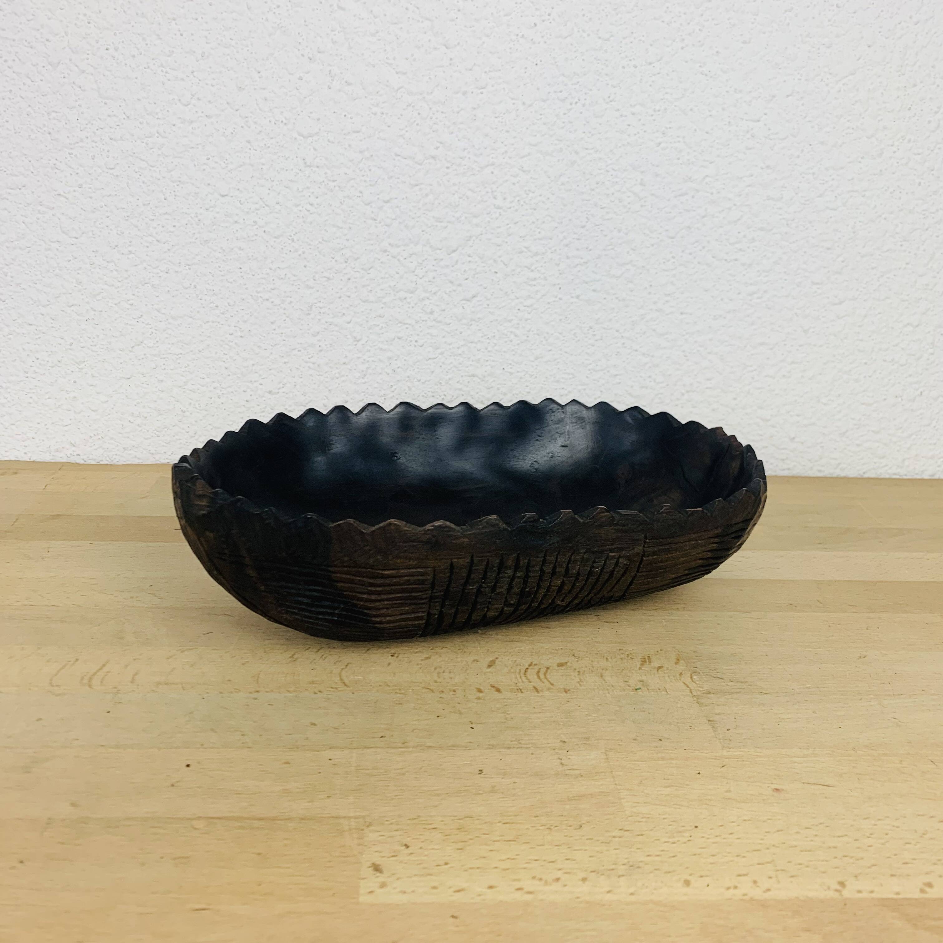 Ethnic style wooden fruit bowl