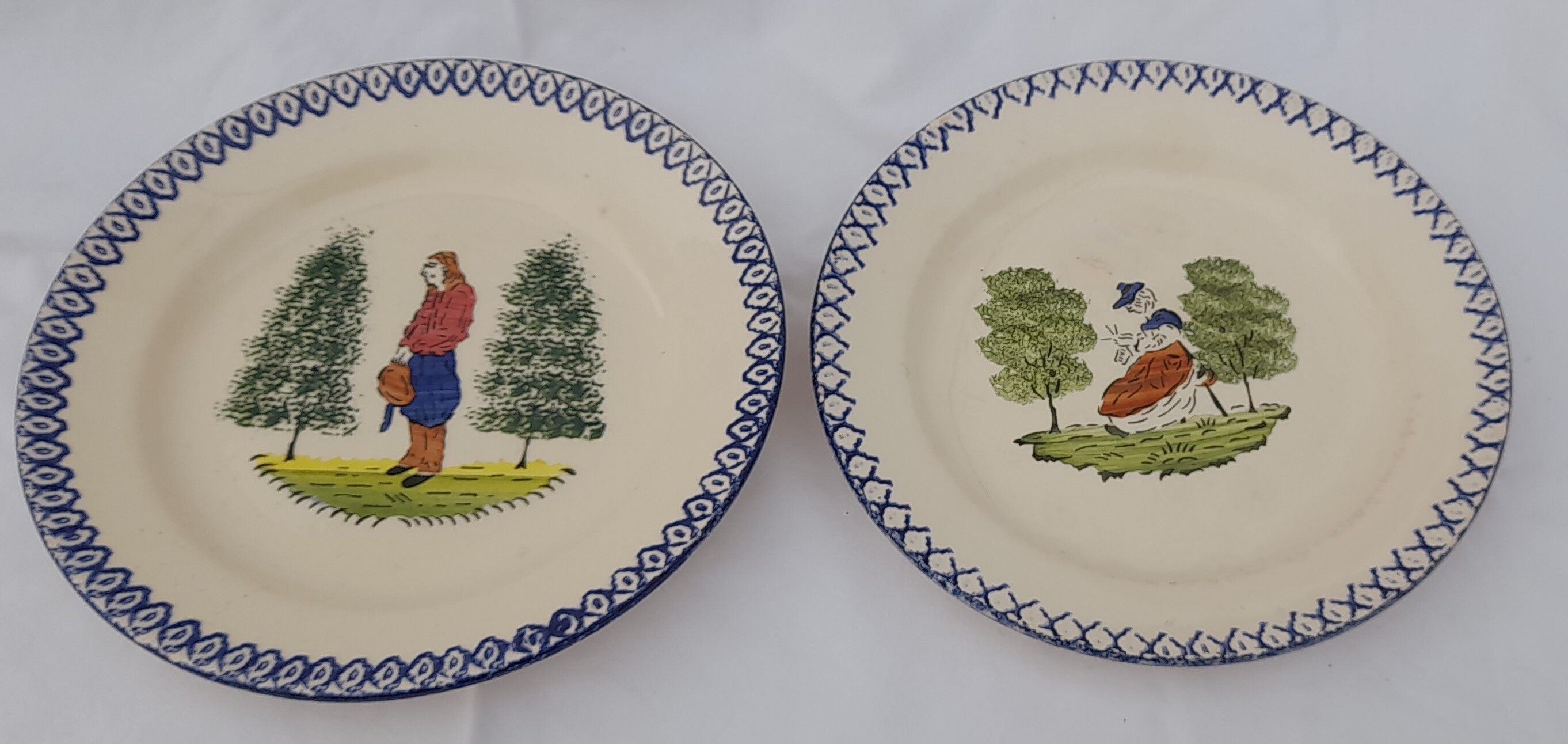 2 earthenware plates of Saint Clement hand painted diam 23 cm