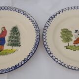 2 assiettes en faïence de Saint Clément peint à la main diam 23 cm