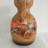 West Germany vase pitcher with red-orange enamels