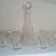 Service liqueur lancel cristal ciselé carafe + 6 verres