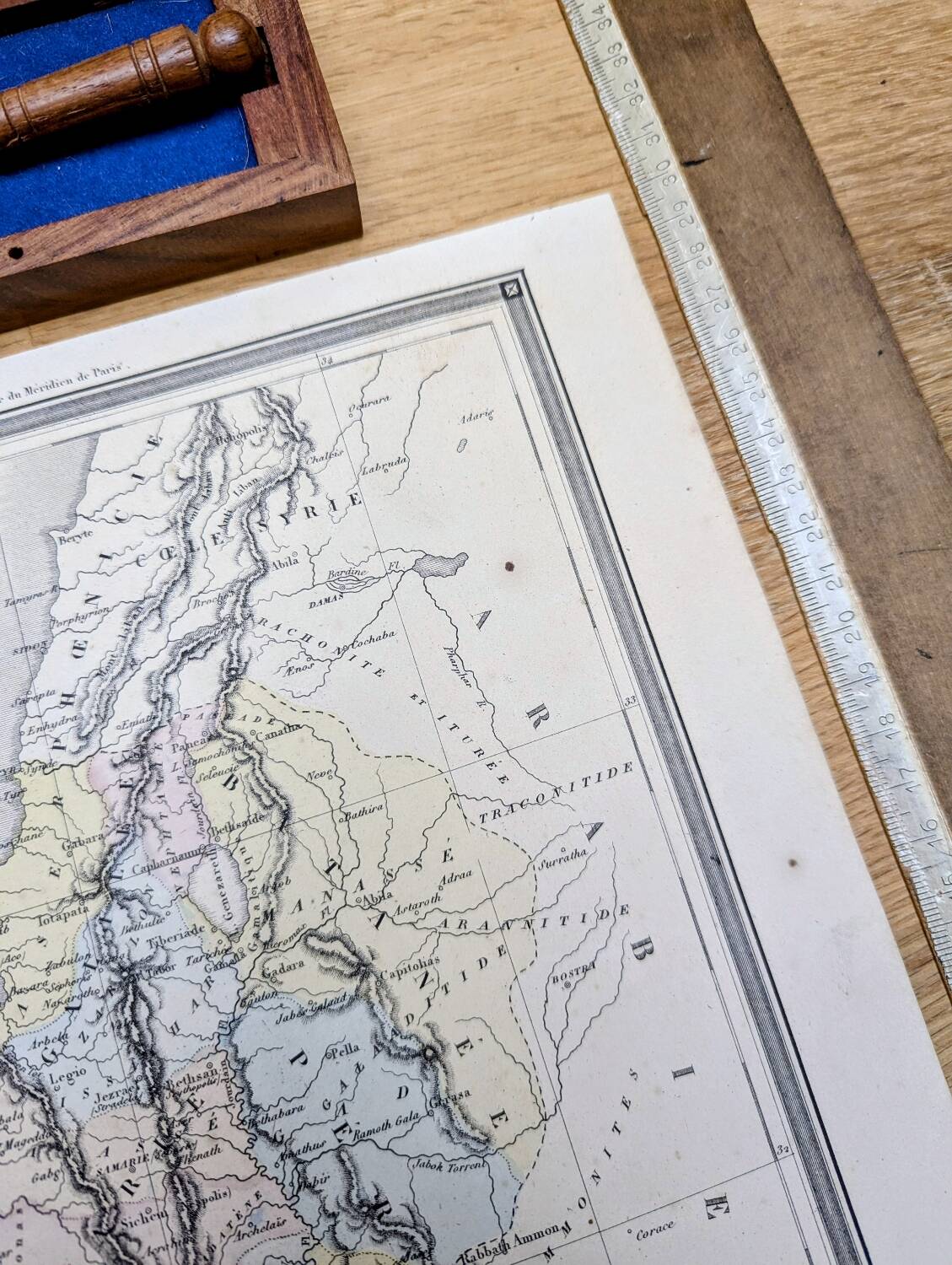 Palestine, old map, printed in 1852.